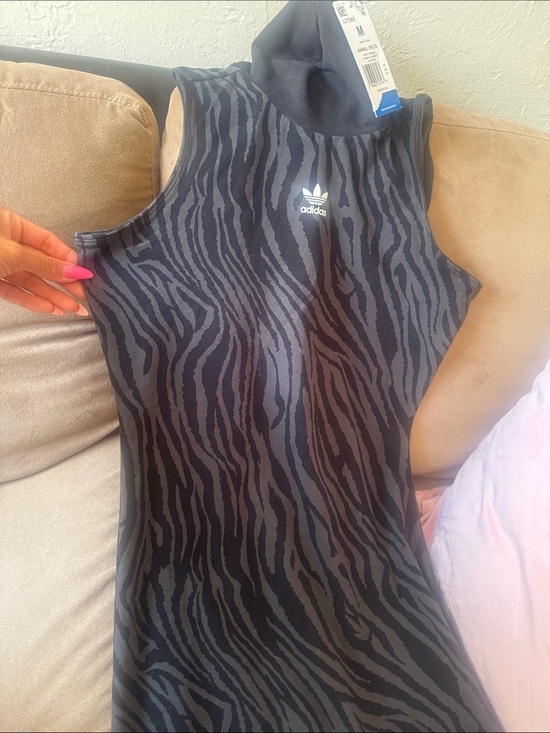 adidas Tops - adidas Women's Black & Charcoal Zebra-Print Sleeveless Tank